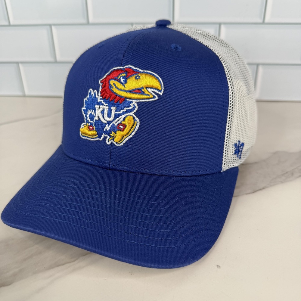 Kansas Jayhawks Trucker Hat Cap Snap Back Mens One Size Blue NCAA Basketball